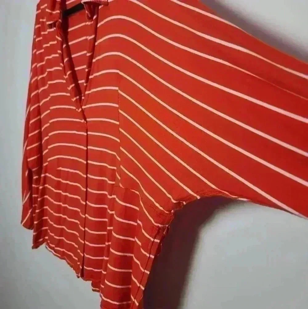 Free People We The Free Can't Fool Me Striped Orange and White Tee Size Small